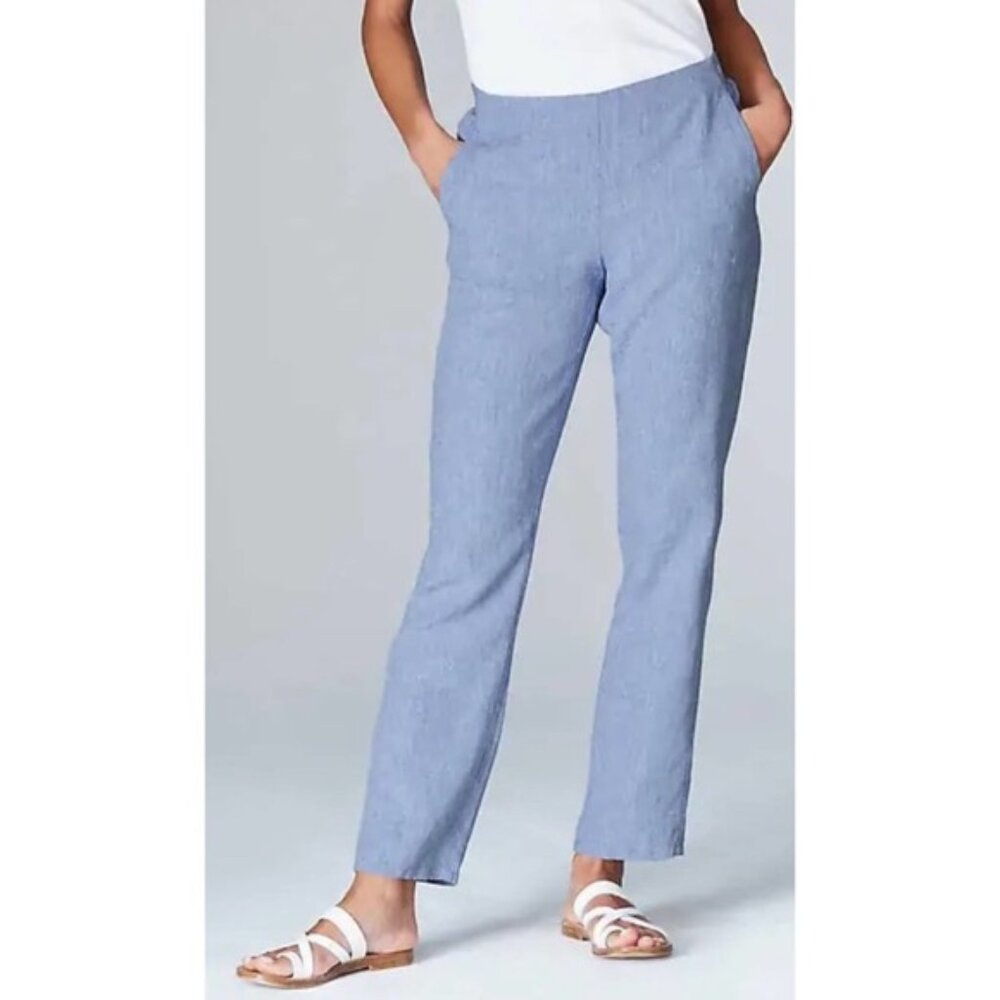 J. Jill Love Linen Blue Chambray Ankle Pants